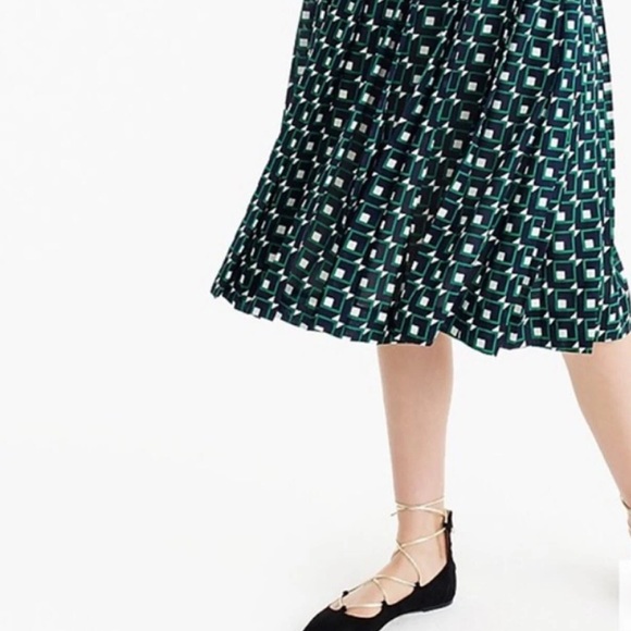 J. Crew A-Line Skirt - Black and Green Geometric - Picture 4 of 8